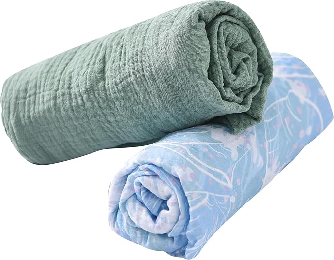 Organic Cotton Muslin Bassinet Sheets, 2 Pack – Soft, Breathable, Universal Fit for Oval, Rectangle & Hourglass Mattresses, Machine Washable, Neutral Colors for Baby Boys & Girls