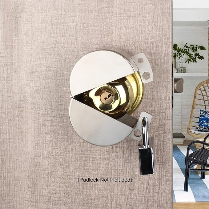 Door Knob Lockout Device Child Safety Doorknob Locking Cover Door Handle Lock,Prevents Access to Keyholes, Turing and Operating Door Knob, Stainless Steel