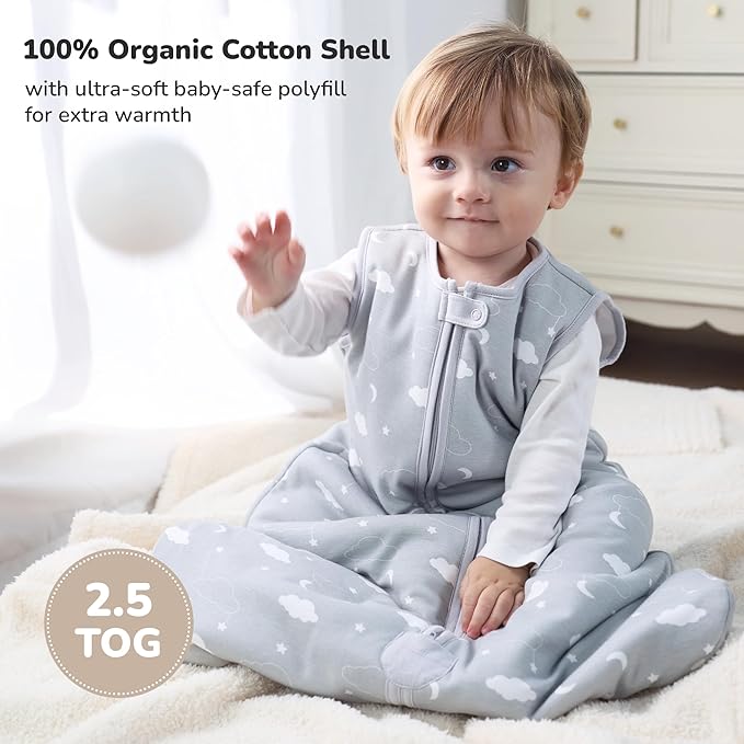 Mama Cheetah Baby Sleep Sack 2.5 TOG, Organic Cotton Baby Wearable Blanket with Two-Way Zipper, Swaddle Transition Baby Sleeping Bag for Newborn Infant Toddler Boy Girl, 18-24 Months