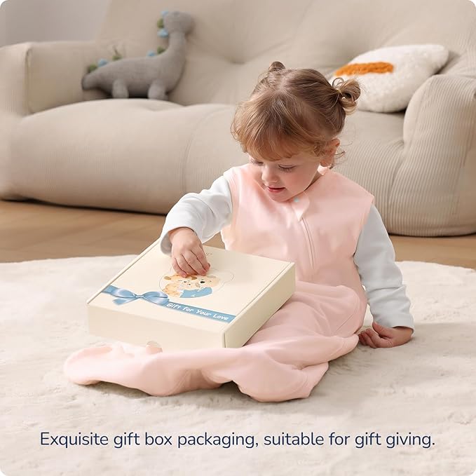 usbettas 1.0 Tog 2.5 Tog Baby Sleep Sack, 100% Cotton Baby Sleeping Bag 3-24M, 2-Way Zipper Baby Wearable Blanket