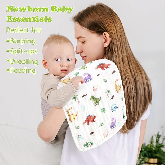 decalsweet Baby Burp Cloths Muslin Washcloths 6 Pack Muslin Burp Cloths 100% Cotton Large 20''x12'' Soft 6 Layers Baby Burp Rags for Boys Girls Baby Essentials for Newborn Gift Machine Washable