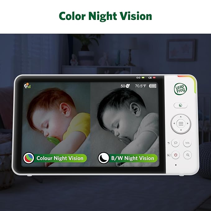 LeapFrog 2-Camera Color Night Vision Video Baby Monitor with 7" HD 1080p, Split Screen, 360 Pan & Tilt, 8X Zoom, Night Light, Humidity & Temperature Sensor, Up to 1000ft Long Range: LF920-2HD