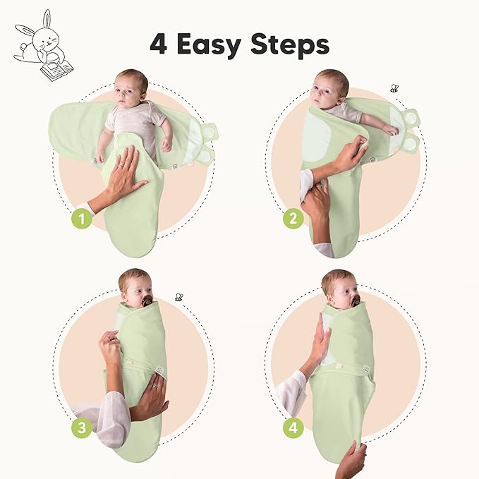 3-Pack Organic Baby Swaddle Sleep Sacks - Swaddles for Newborns, Infant 0-3 Months, Baby Girls, Boys, Soft & Snug Newborn Sleep Sack, Nursery Swaddling Blankets (Mellow)