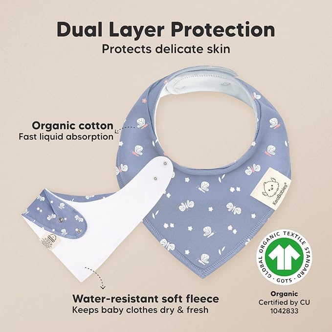 KeaBabies 8-Pack Organic Baby Bandana Bibs for Girls - Super Absorbent Triangle Baby Bibs for Drooling and Teething Infant, 100% Cotton Extra Soft for Newborn, Infant 0-36 Months (Fleur)