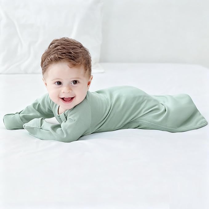Newborn Baby Transitional Swaddle Sack Arms Up Sleeves Mitten Cuffs 2 Pack 0-3 Months Premium Soft Cotton, Wearable Swaddling Blanket Sleeping Sacks for Boys Girls Calms Startle Reflex Sleep Bag