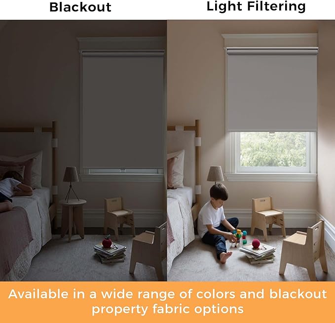 Cordless Roller Shades Blackout Blinds for Windows Room Darkening Rolled Up Shades with Spring System, UV Protection Window Shades Door Blinds for Home and Office (White, 30" W x 72" H)