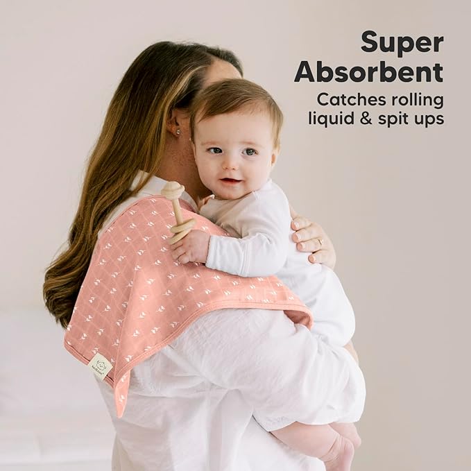 KeaBabies Cotton Muslin Burp Cloths Baby Boy, Girl - 5-Pack Soft & Absorbent Burping Cloth for Babies, Large Baby Towels & Washcloths for Newborn, Spit Up Rags, No Shrink, 20x10 (Bloom)