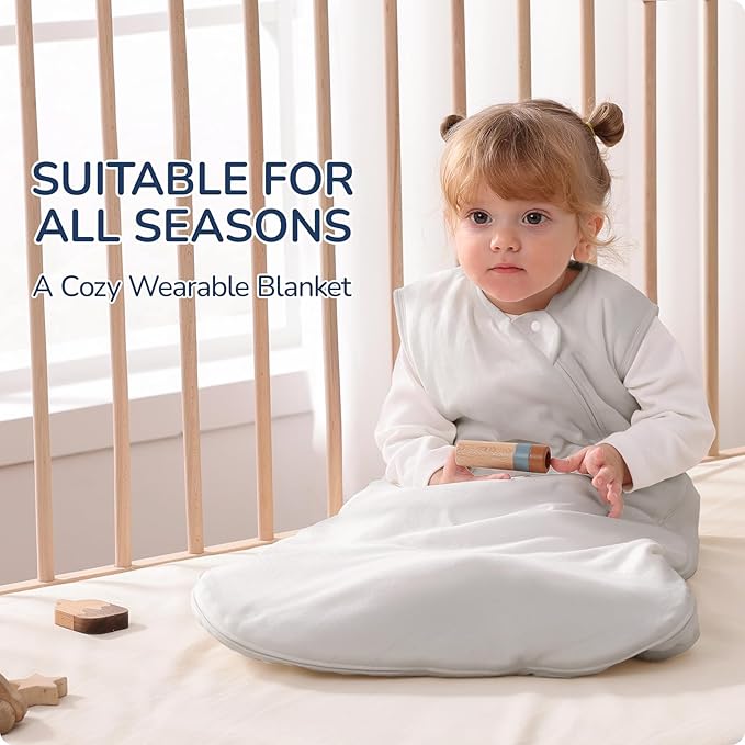 usbettas 1.0 Tog 2.5 Tog Baby Sleep Sack, 100% Cotton Baby Sleeping Bag 3-24M, 2-Way Zipper Baby Wearable Blanket