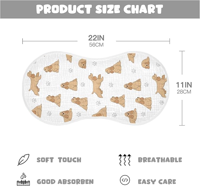 Qinllo 4 Pack Muslin Burp Cloths American Cocker Dog White Cotton Baby Burp Cloths Ultra Absorbent Burping Cloth Soft Spit Up Rags for Newborn Babies Boys Girls 22x11 Inch