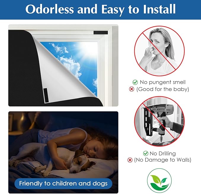 Blackout Window Cover, Portable Window Blinds,Travel DIY Window Blackout Curtains for Bedroom,Baby Nursery,Dorm Room and Media Room (Black 39"x57")