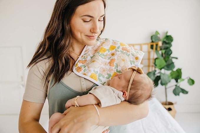 Copper Pearl Premium Baby Burp Cloths - 3-Pack Large Cotton Burp Cloths, Extra Soft Spit Up Rags with 3 Absorbent Layers, Perfect for Baby Girl Gifts (21" x 10" Size, Lemon Set)
