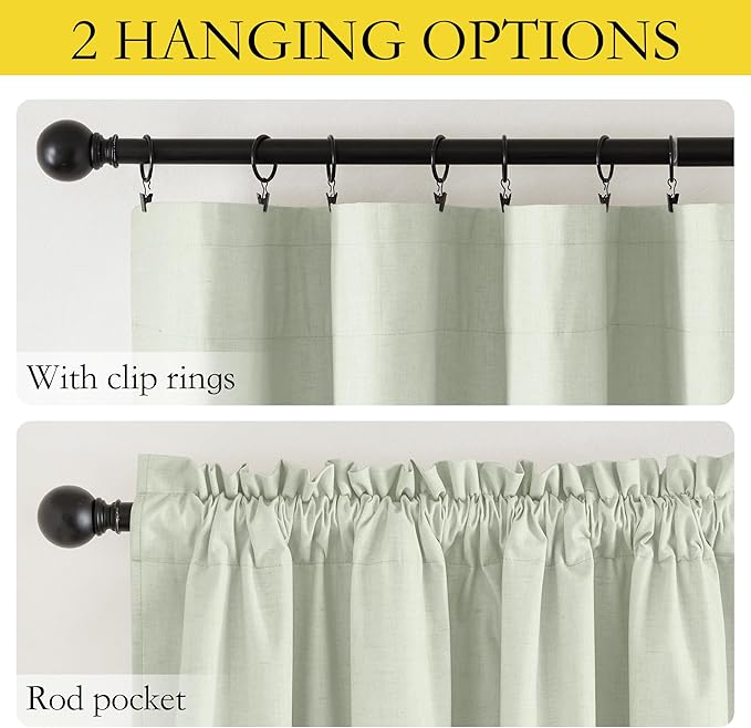 NICETOWN Living Room Full Blackout Greyish Green Linen Curtains 108 inches Length 2 Panels Set with Thermal Insulated Liners, Dual Rod Pocket, Farmhouse Style Keep Warm Large Window Draperies for Hall