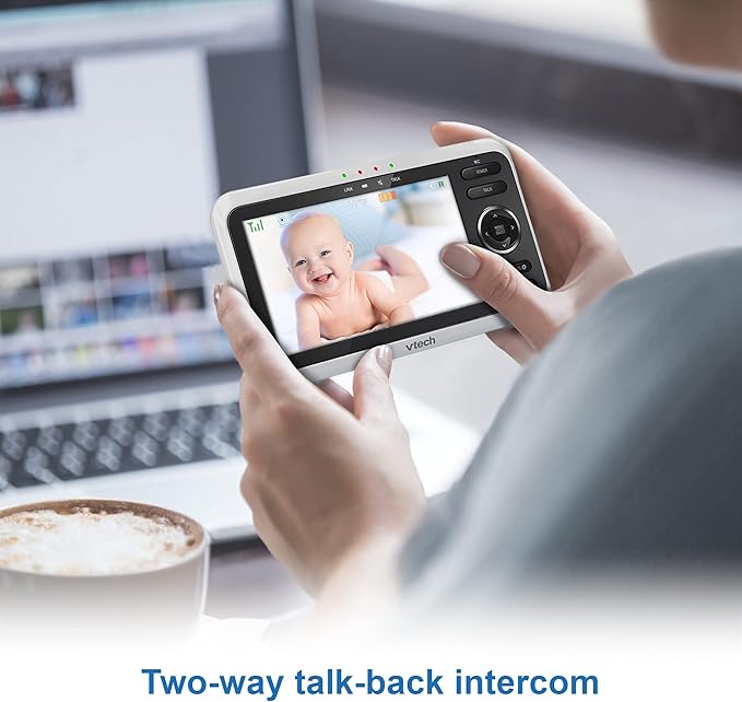 VTech VM350 No WiFi Video Baby Monitor - 5" High-Resolution Screen, Fixed Camera with 2X Zoom, 1000ft Range, Automatic Night Vision, 2-Way Talk, Lullabies, Temperature Sensor