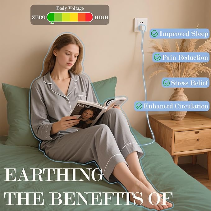 Ali King Grounding Sheets - King Size, Soft Cotton with Silver Fiber, 15'' Deep Pocket Earth Grounding Fitted Bed Sheets for Improved Sleep (Green, King 76''*80''*15'')