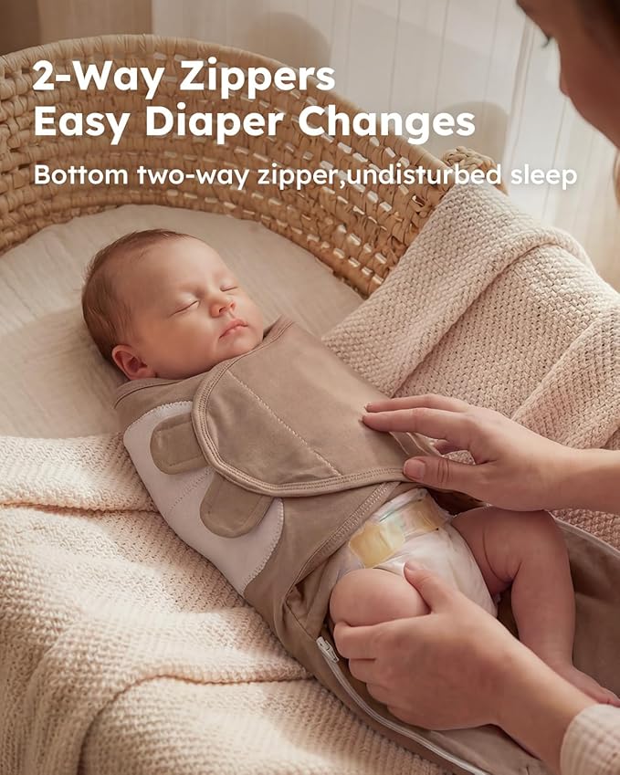 Yoofoss Baby Swaddles for Newborns 100% Organic Cotton, Adjustable Swaddle 0-3 Months 2 Zippers Newborn Swaddle Sack, Breathable Soft Durable