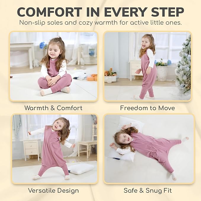 Mama Cheetah Toddler Sleep Sack with Feet, 0.5 TOG Organic Cotton Baby Wearable Blankets with Legs, Baby Sleeping Bag for Walkers, Early Walker 6-18 Month