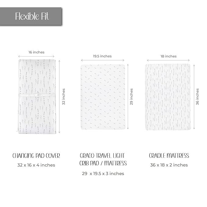 Ely’s & Co. Changing Pad Cover, Diaper Changing Table Sheets, 2 Pack, Cradle Sheet Set for Baby Boys/Girls, 100% Jersey Knit Cotton, Forest Grey Collection, 32”x16”x5”