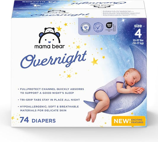 Amazon Brand - Mama Bear Overnight Diapers, Size 4, 74 Count
