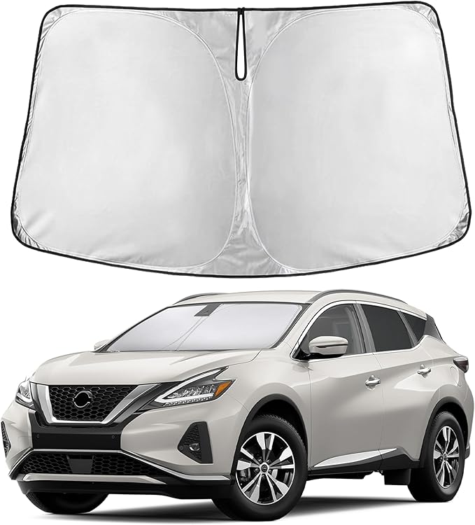 EcoNour Windshield Sun Shade Compatible for Nissan Murano 2015-2024 Front Window Sunshade Foldable Sun Visor UV & Heat Blocking Protection