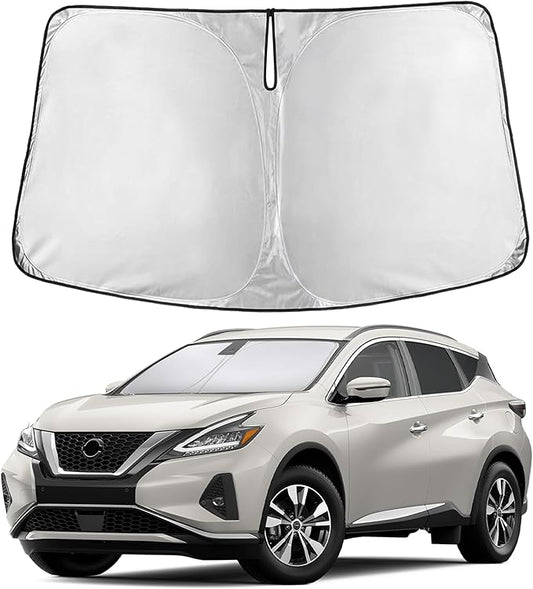EcoNour Windshield Sun Shade Compatible for Nissan Murano 2015-2024 Front Window Sunshade Foldable Sun Visor UV & Heat Blocking Protection