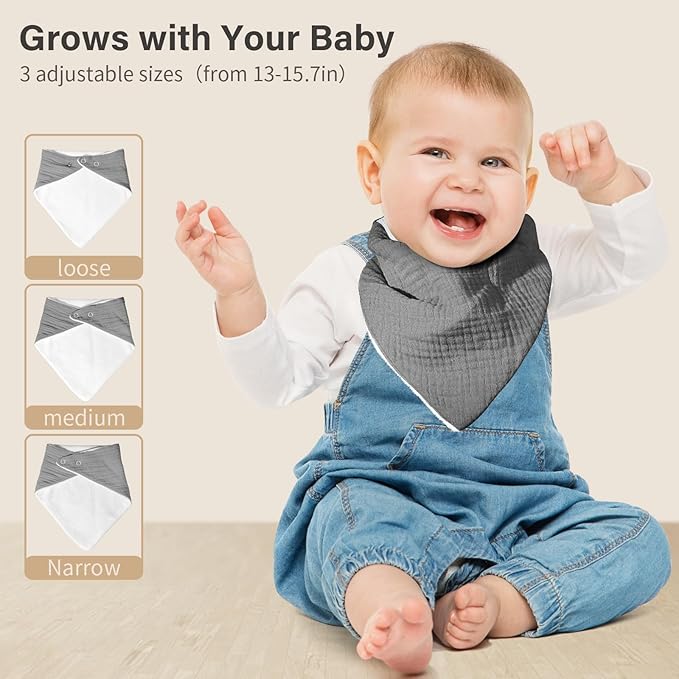 NISXABEBE Muslin Baby Bibs,Soft Triangular Baby Bandana Drool Bibs for Baby Boy Girl,Solid Colors Bib for Drooling Teething