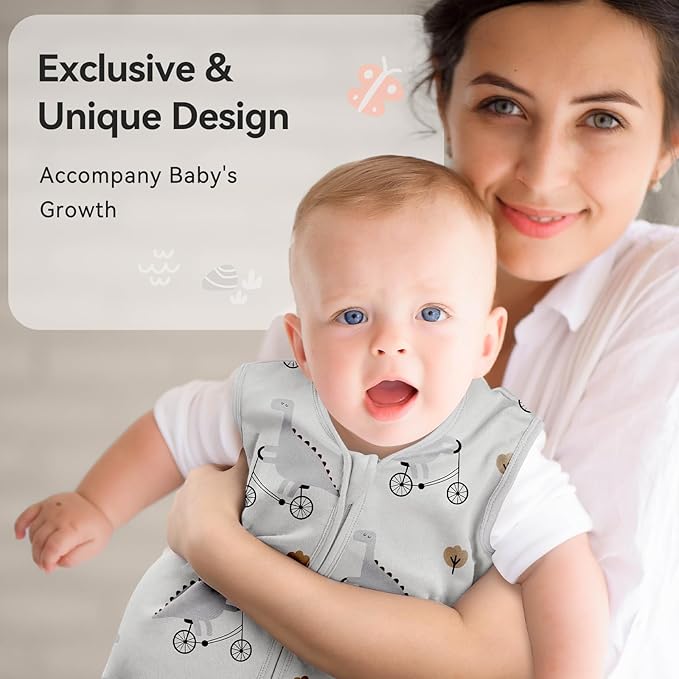 Unnivoll Baby Sleep Sack 18-24 Months 3 Pack 100% Cotton Lightweight 0.5 TOG Wearable Blanket Baby Sleep Bag with 2-Way Zipper for Newborn Infant Pink Apricot Gray Zebra