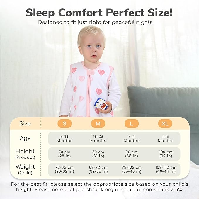 Mama Cheetah Toddler Sleep Sack with Feet 2T, 1.0 TOG Organic Cotton Baby Sleeping Bag with Legs, Baby Wearable Blankets for Walkers w/ 2-Way Zipper, Sleep Sack for Girls & Boys, Early Walker