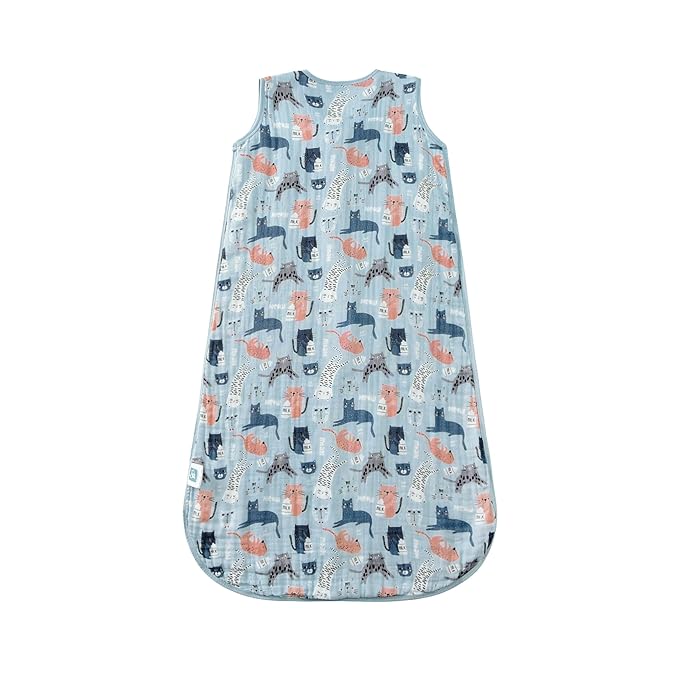 TADO MUSLIN Baby Sleep Sack 2-4 T Baby Wearable Blanket 100% Organic Cotton 0.5 TOG Toddler Sleep Sacks 2- Way Zipper Soft 4 Layers Muslin 2T 3T 4T Kitten Cat