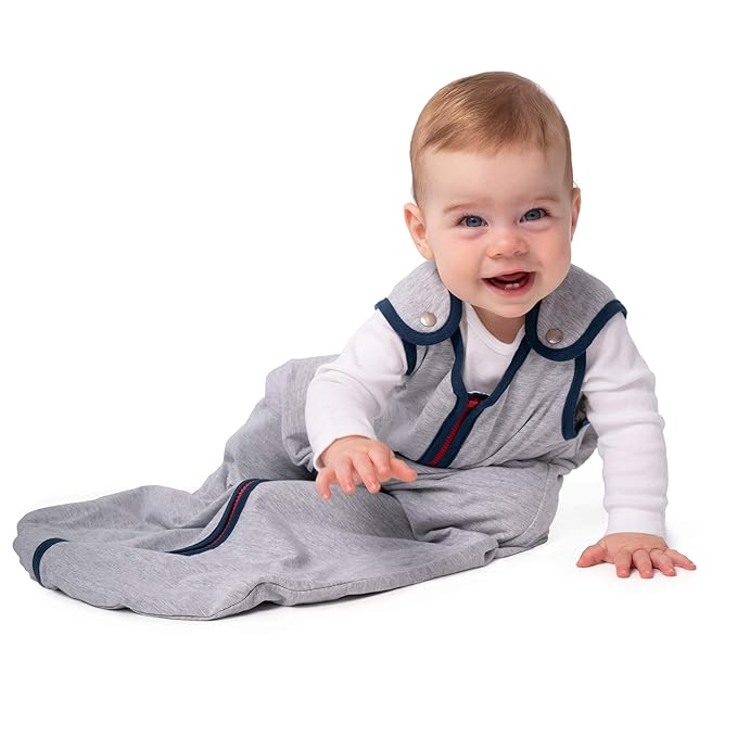 Baby Deedee 100% Cotton Sleeping Sack, Baby Sleeping Bag Wearable Blanket, Sleep Nest Lite, Infant and Toddler, Gray Navy, Large (18-36 Months)