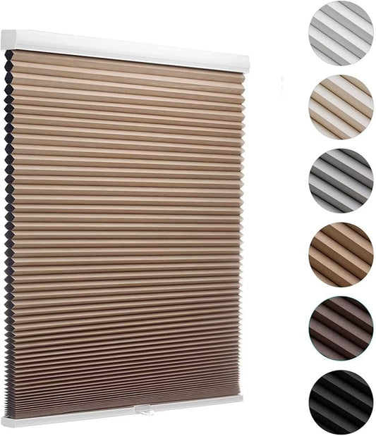 MYshade Cordless Blackout Cellular Shades for Windows, Honeycomb Window Shades with Thermal Insulation, Child & Pet Safe Room Darkening Shade, Easy Install, 47" W x 48" H, Light Brown