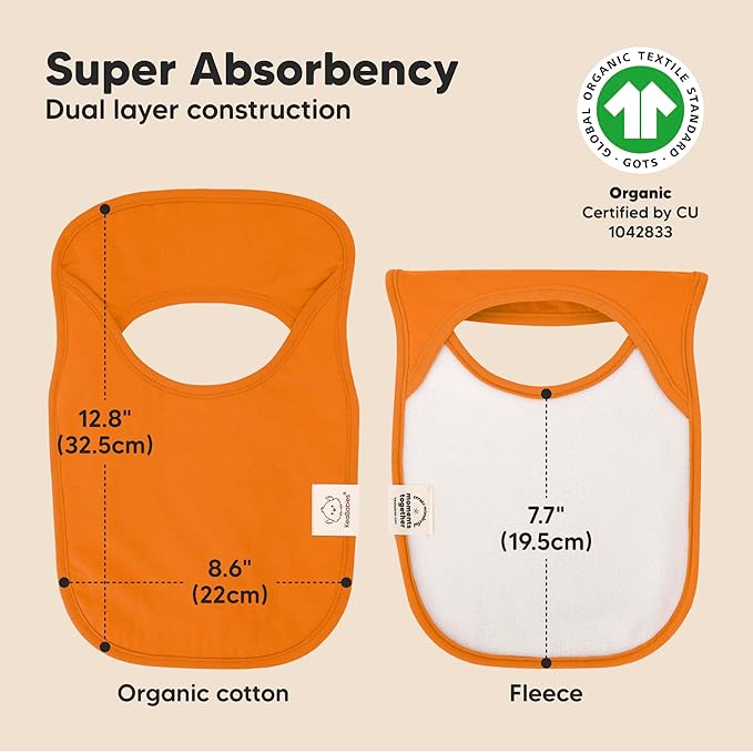 KeaBabies 8-Pack Baby Bibs for Boys, Girls - Pullover Bibs for Drooling Teething Baby Girl & Boy Toddler, Newborn, Soft & Absorbent, Cute Colors, Large Torso Coverage Keep Infant Clean & Dry (Sahara)