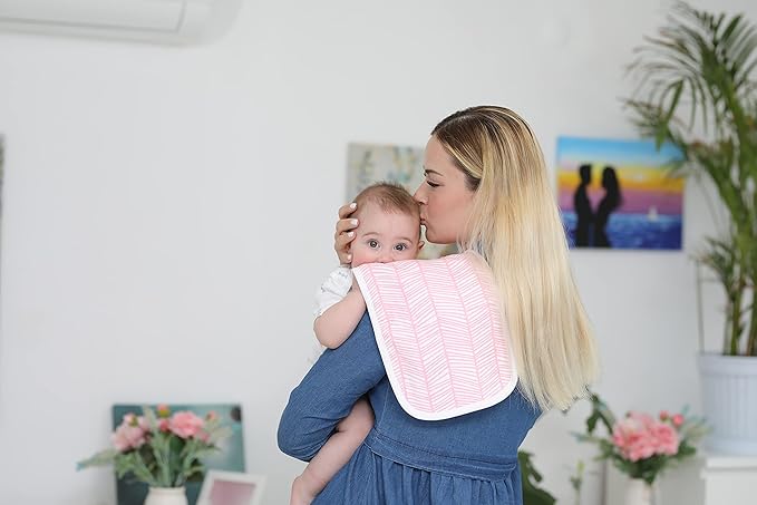 BaeBae Goods Burp Cloths for Baby Girl - Ultra Absorbent Burping Rags - Anti Shrink Unisex Burpy Clothes - Super Soft Jersey Cotton, Large 21"x10" - Thick for Newborn Cloth Diapers - 6 Pack