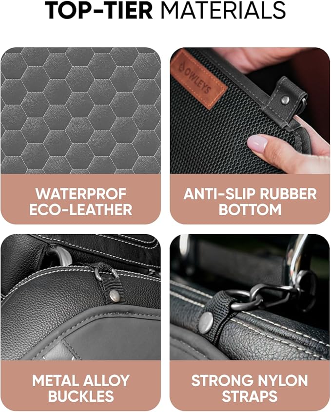 Owleys Kick Mat Back Seat Protector - Car Back Seat Cover for Kids Feet - Waterproof & Sturdy Protector for Upholstery from Dirt, Mud, Scratches and Stain (Gray)