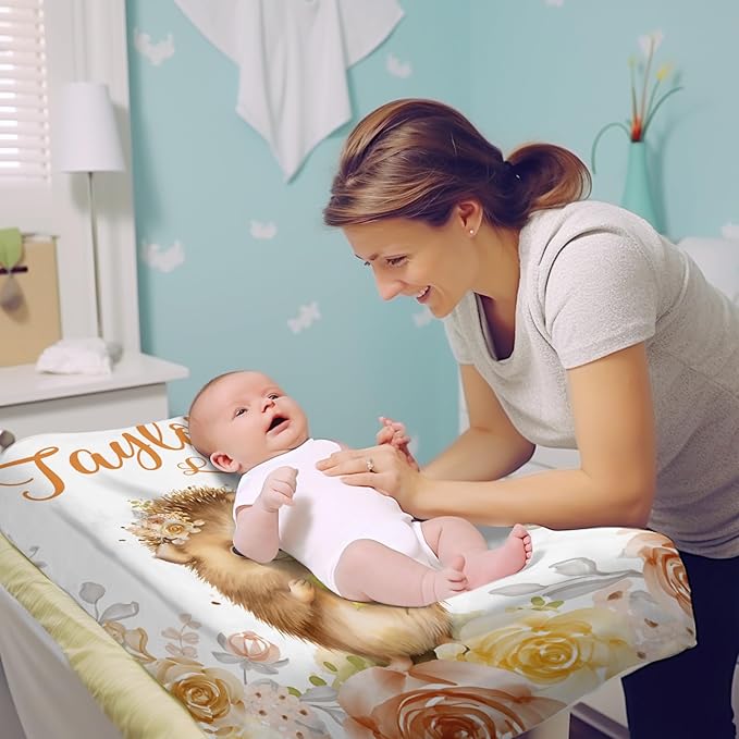 Custom Changing Pad Cover Set - Jersey Knit Ultra Soft Unisex Waterproof Diaper Changing Table Covers with Personalized Name for Baby Boys Girls - Comfy Cozy 2 Pcs Set Style06