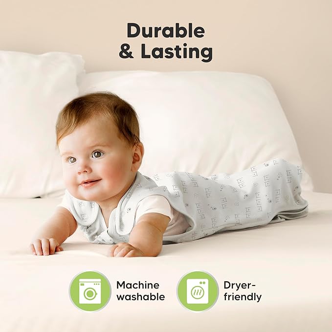2-Pack Organic Baby Sleep Sacks, 100% Cotton - Soft & Breathable 0.5TOG Baby Wearable Blanket,Toddler Sleeping Sack 6-18 months,Easy to Wear Transitional Swaddles for Newborns,Infants (Bumble Bear, M)