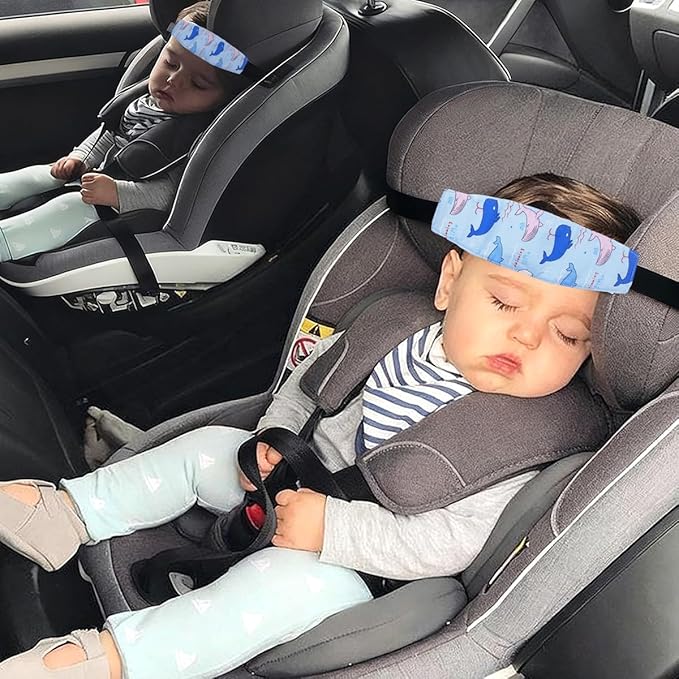 2 Pcs Baby Head Support Band for Stroller Car Seat Neck Relief and Head Support Holder for Kids Children Toddler Infant(Blue)