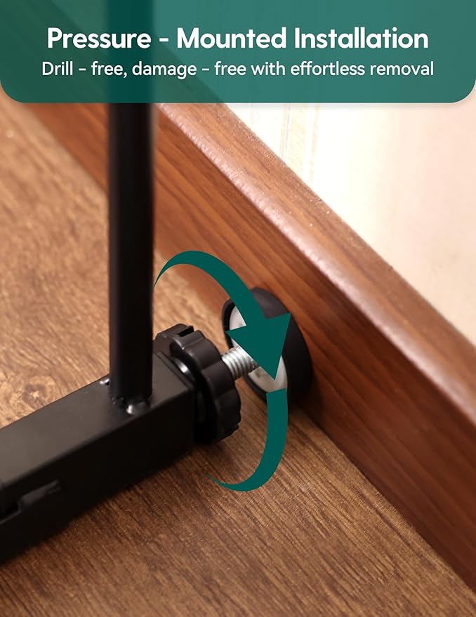 Babelio Smart Baby Gate with Auto-Unlock/Close, Pressure Mounted No Drill for Doorways/Top of Stairs. Pet/Dog Door Wide Walk Thru w/Infrared Sensor & Instant Safety Alert (Black, 30.3-47.2" W, 30" H)