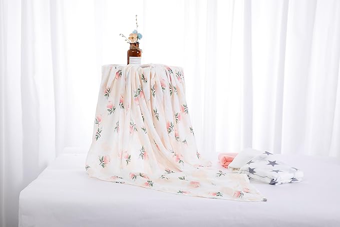 Muslin Swaddle Blankets for Baby Boys and Girls, 4-Pack Breathable and Skin-Friendly Receiving Blanket Wrap, Baby Essentials, Registry & Gift, 47 x 47 inches (Pink Dreams)
