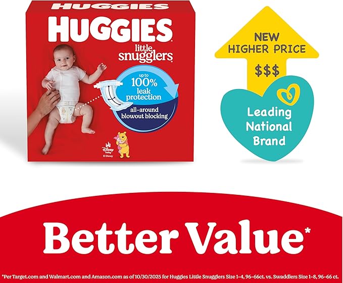 Huggies Size Newborn Diapers, Little Snugglers Baby Diapers, Size Newborn (up to 10 lbs), 144 Count, Packaging May Vary