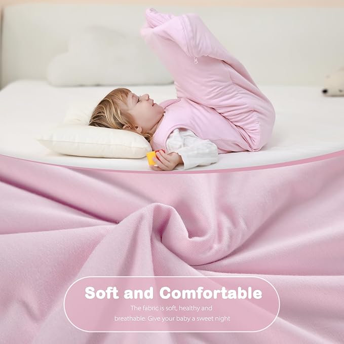 Mosebears Unisex Rayon Made from Bamboo Sleep Sack with 2-Way Zipper,2.5 Tog Baby Winter Sleep Sack (Blush,0-6 Months)
