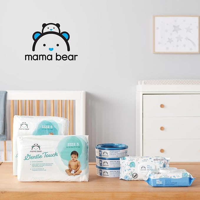Amazon Brand - Mama Bear Diaper Pail Refills for Genie Pails, Unscented, 2160 Count (8 Packs of 270)