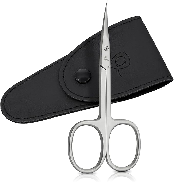 marQus Curved Cuticle Scissors – Precision Stainless Steel for Manicure & Pedicure, Eyebrow & Eyelash Grooming, Extra Sharp with Premium Storage Case