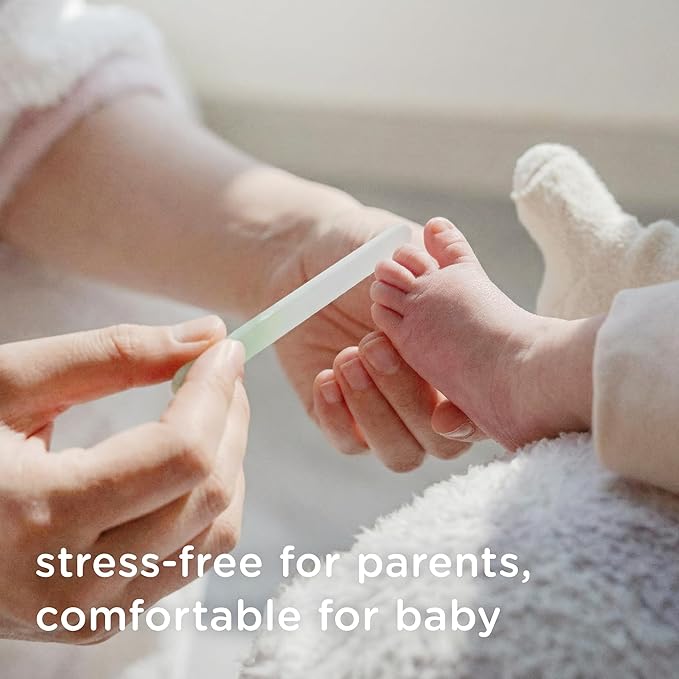 Olababy Glass Nail File for Newborns & Infants 2pk (Mint) | Safe Glass Fingernail Filer with Travel Case