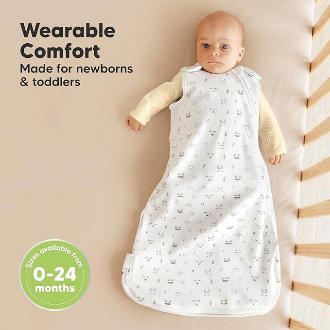 2-Pack Organic Baby Sleep Sacks, 100% Cotton - Soft & Breathable 0.5TOG Baby Wearable Blanket, Toddler Sleeping Sack 18-24 months, Easy to Wear Transitional Swaddles for Newborns, Infants (Nordic, L)