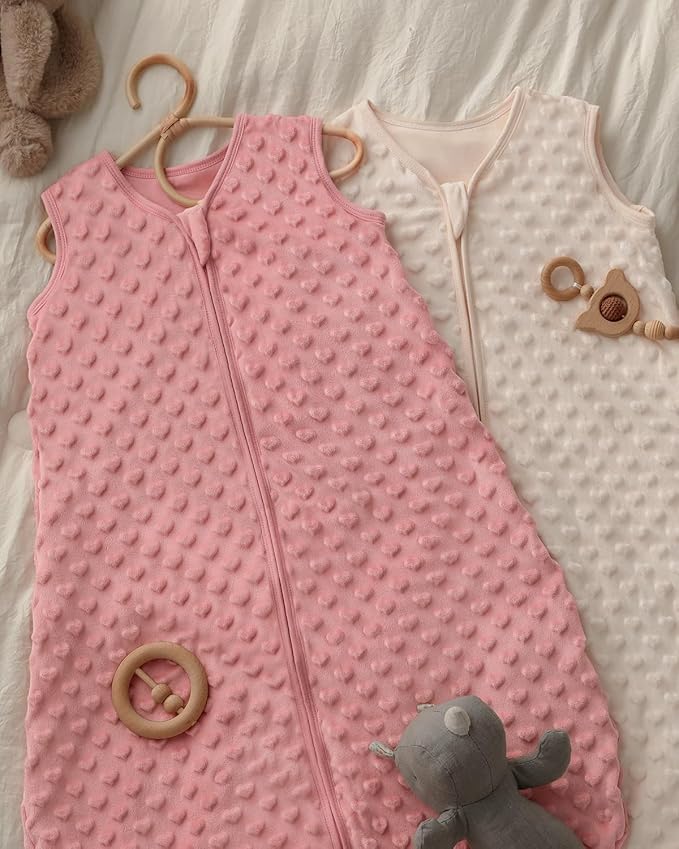Yoofoss Fleece Baby Sleep Sack 6-12 Months with Plush Dots, TOG 1.5 Baby Wearable Blanket with 2-Way Zipper, Cotton Toddler Sleep Sack Fleece