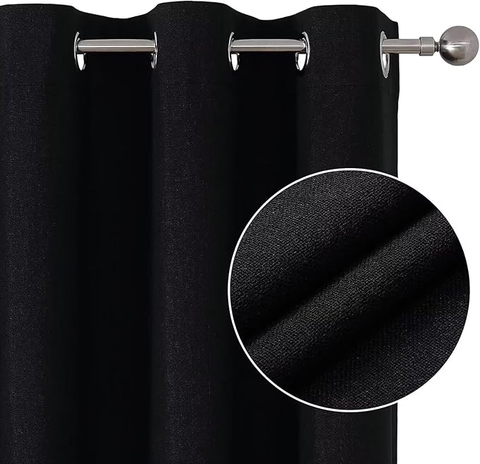 Joydeco 100% Blackout Curtains Customize for Living Room Bedroom, Black Grommet Privacy Thermal Insulated Room Darkening Curtain 1 Panel (Custom Size, Color)
