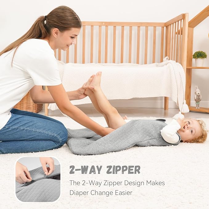 Yoofoss Baby Sleep Sack 6-12 Months TOG 2.5 Winter Baby Wearable Blanket, 100% Organic Cotton Infant Toddler Sleeping Sack 2-Way Zipper Warm Quilted Sleep Sack