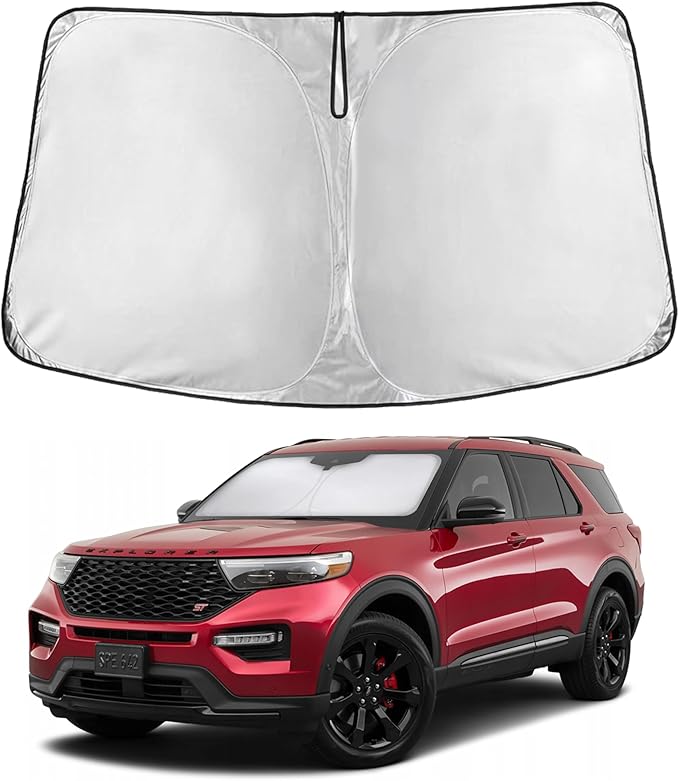 Econour Windshield Sun Shade for 2020-2026 Ford Explorer SUV Accessories, Custom Fit Car Front Sun Shade Foldable Window Shade Sun Visor Protector Blocks UV Rays