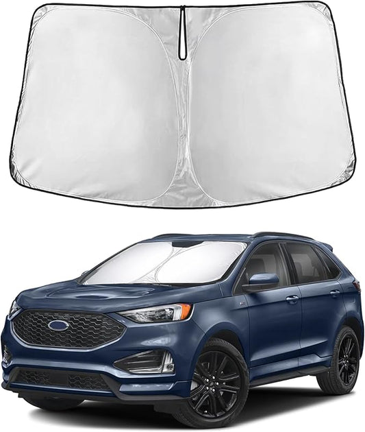EcoNour Windshield Sun Shade Compatible for Ford Edge 2015–2024 | SUV Front Window Sun Visor Protector | Foldable 4-Layer Sunshade | Blocks UV Rays & Keeps Cabin Cool