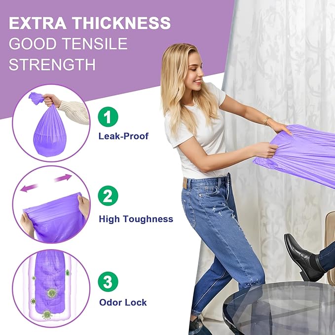 Refills Compatible with DEKOR MINI Diaper Pail Refills Bags | 4 Pack | Extra 20% Length Holds up to 1380 | Extra Thickness Powerful Odor Eliminate | Lavender Scent | Diaper Pail Refill Most Economical